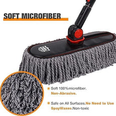 Car Duster Set,Car Duster Exterior Scratch Free with Extendable Handle,Large and Small Auto Brushes Remove Dust for RV and Trucks,Microfiber Interior Brush