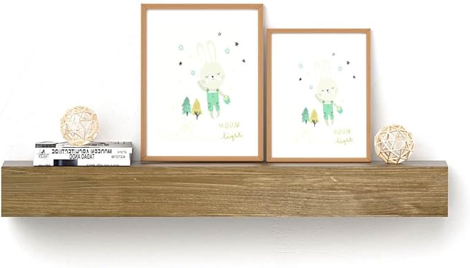 Fireplace Mantel Shelve, Solid Wood Baked Finish Wall-Mounted Floating Shelf for Over Fireplace, Handcrafted Floating Fireplace Mantels with Wooden Bracket, 48 x 8 x 6 Inches