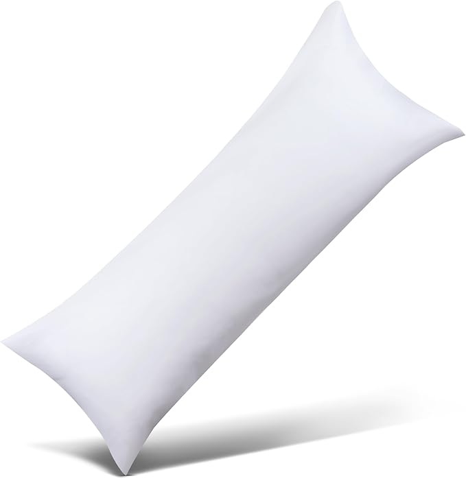 100% Cotton Body Pillow Case Cover with Zipper Wrinkle-Free, 400 Thread Count Super Soft Pillow Case for Body Pillow, Cooling Long Pillow Protector 21" x 54" White