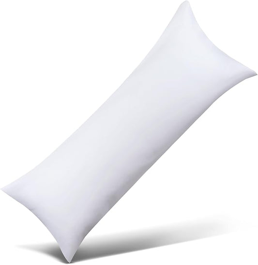 100% Cotton Body Pillow Case Cover with Zipper Wrinkle-Free, 400 Thread Count Super Soft Pillow Case for Body Pillow, Cooling Long Pillow Protector 21" x 54" White