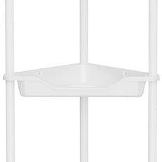 Orimade Rustproof 5 Tier Floor Standing Corner Shower Caddy Organizer, Plastic Metal Splicing Floor Corner Shelf Rack Stands for Bathroom, White