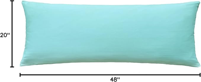 iMaylex Soft 100% Egyptian Cotton Zipper Pillow Case, Cozy and Lightweight Pillowcase, Easy Care, Cyan, Body, 20'' x 48''