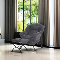 Tiita Lazy Chair with Ottoman, Modern Large Accent Lounge Chair, Leisure Sofa Armchair with Ottoman, Reading Chair with Footrest for Bedroom, Living Room, Dorm Rooms, Garden and Courtyard