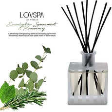 LOVSPA Reed Diffuser Set, Unwind Eucalyptus & Mint Scented Oil Diffuser with Sticks, Home Fragrance Accessories for Bathroom Shelf Decor, Aroma Diffusers for Home or Office Desk, USA Made