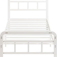 14 Inch Twin Bed Frames with Headboard and Footboard, Heavy Duty Twin Bed Frame with Underneath Storage, No Box Spring Needed, Easy Assembly, White