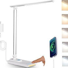 TECHNOVA LED Desk Lamp with 5 Color Temperatures | Sliding Stepless Dimming & One-Touch Timer | Foldable & Portable Design for Office/Study/Nail Art | USB Charging & Four-Axis Rotation for Small Desks