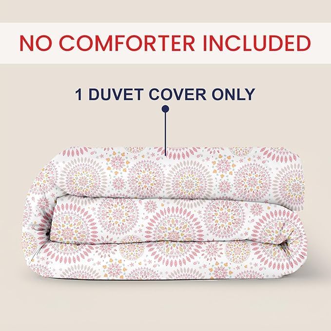 Kotton Culture 1 Pc California King Size Duvet Cover Only -100% Egyptian Cotton Sateen 600 Thread Count Ultra Soft Premium Durable Comforter Cover Zipper Closure & Corner Ties (Mandala,104"x98")