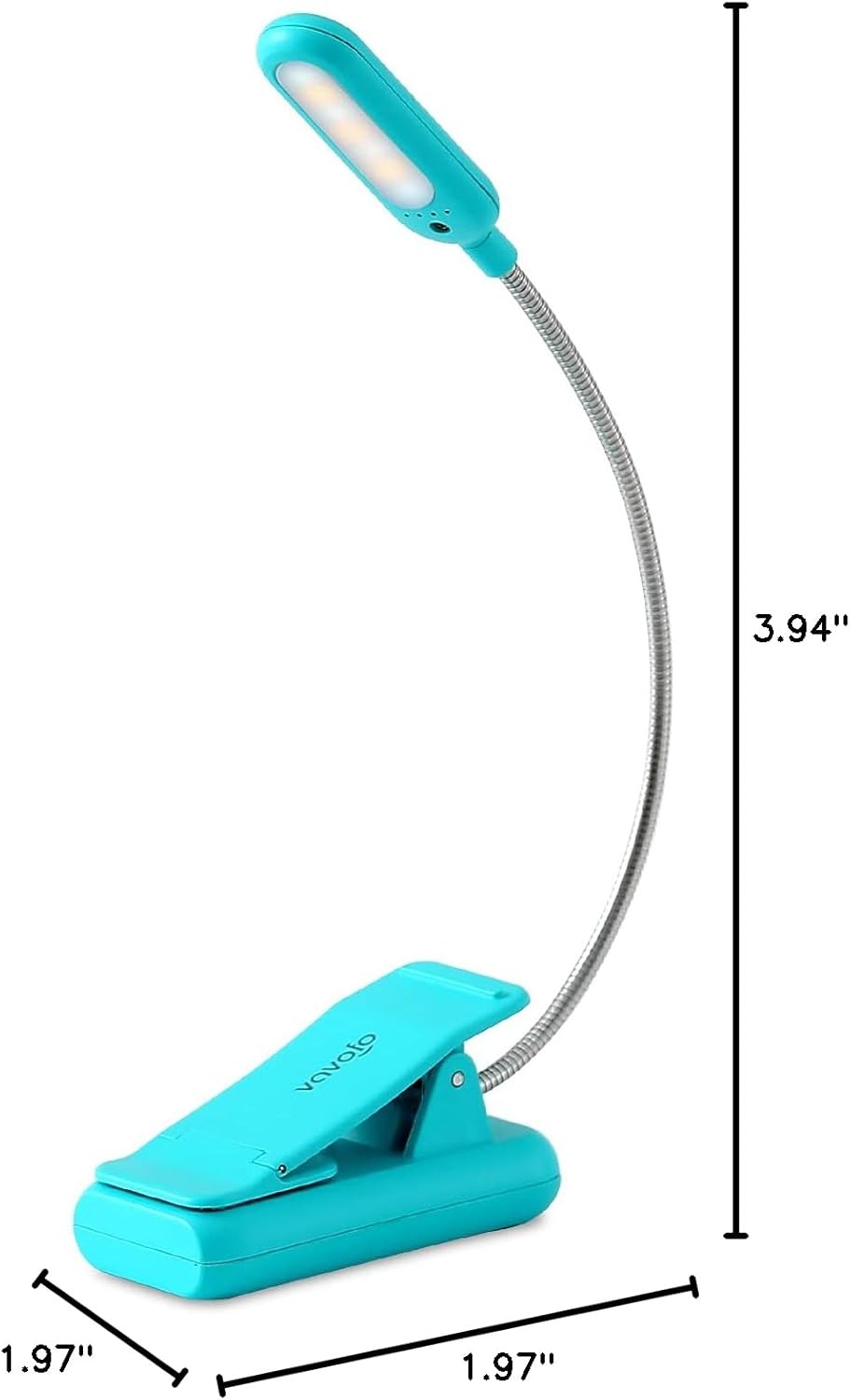 VAVOFO Clip On Book Light for Bed Kids, 7 LED Reading Light with 9-Level Warm Cool White Daylight, Eye Care Lamp with Power Indicator for Bookworms (Blue) Dormly