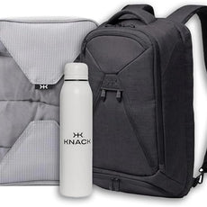 Knack Series 1 Laptop Backpack Travel Set Fits up to 15 Inch - Includes Expandable Packing Insert, and Knack's Insulated Bottle, TSA Approved, Expandable Travel Backpacks (Black, Medium)