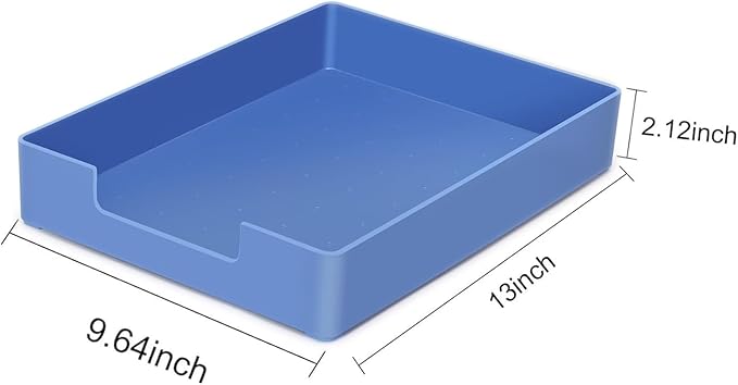 Letter-Size Tray, 2 PCS A4 Plastic Stackable Paper Tray, Desk Drawer Organizer for Office, School, Home Storage, and Storage Containers for Christmas Ornaments, Gift Wrap (2X Blue)