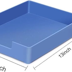 Letter-Size Tray, 2 PCS A4 Plastic Stackable Paper Tray, Desk Drawer Organizer for Office, School, Home Storage, and Storage Containers for Christmas Ornaments, Gift Wrap (2X Blue)