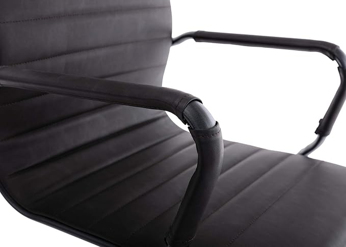 Office Reception Chairs No Wheels Leather Conference Chairs Back Support Guest Chair, Set of 2 (Vintage Charcoal)
