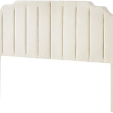 24KF Cream Teddy Fabric Tufted King Upholstered Headboard, Modern Vertical Channel Design California King Headboard with Stepped Silhouette Top Edge,6026-K-Teddy Cream