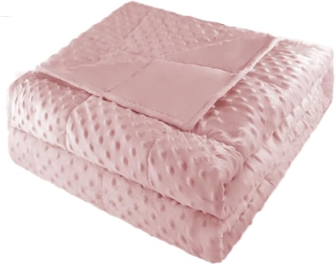 ALANSMA Reversible Weighted Blanket for All Season, Luxury Velvet, Warm and Cool, Adult 10Lb Pink Weighted Blanket, Enjoy Sleeping Anywhere(Pink,48"x72" 10lbs)