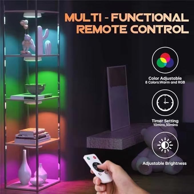 Motion Sensor Step Lights, 8 Colors Changeable RGB LED Closet Lights, USB Rechargeable Battery Operated Puck Light, Dimmable Under Cabinet Counter Kitchen Stair Lighting (5 Pack)