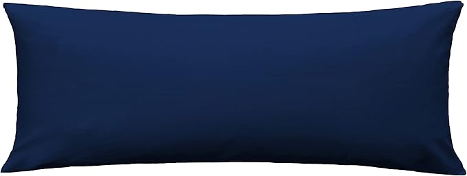 iMaylex Soft 100% Egyptian Cotton Zipper Pillow Case, Cozy and Lightweight Pillowcase, Easy Care, Navy Blue, Body, 20" x 54"