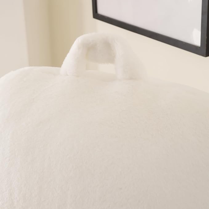 Reading Pillow for Sitting in Bed, Large Backrest Reading Pillow with Arm Rest,Back-Rest Support Cushion for Sit Up on Couch, Sofa, and Floor, Dorm Essentials (White Faux Fur, Standard(17"))