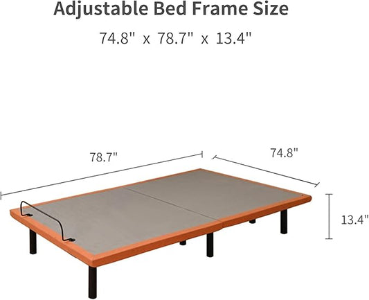 ESHINE Adjustable Bed Frame King - Ergonomic Electric Bed Base, Foot & Head Incline, APP Control, Wireless Remote, Zero Gravity, Anti-Snore, King, 2000 Series