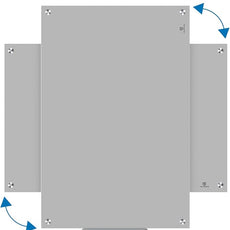 TSJ OFFICE Glass Dry-Erase Board - 36 x 24 Inches Wall Mounted Magnetic Whiteboard, Large Frameless Glass White Board for Office, Home & School, Gray