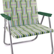 Lawn Chair USA Folding Aluminum Outdoor Patio Lawn Chair | Heavy-Duty Webbed Chairs for Camping, Sports, Beach, Yard & Tailgating | Lightweight Portable | Magnum - Spring Fling with Green Arms