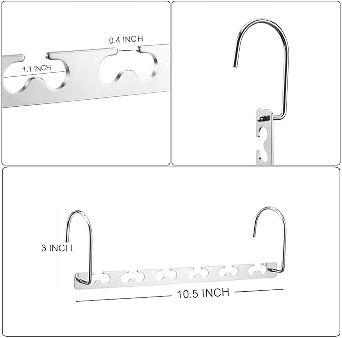 Meetu Space Saving Multifunctional Clothes Hangers - Stainless Steel 6X2 Slots Magic Cascading Hanger With Updated Hook Design - Closet Organizer (Pack of 20)