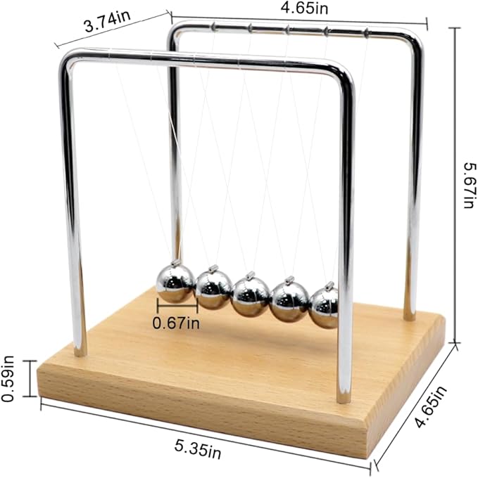 QLKUNLA Newtons Cradle Balance Balls Science Physics Gadget Desktop Decoration Kinetic Motion Toy for Home and Office (Beech,5 Balls)