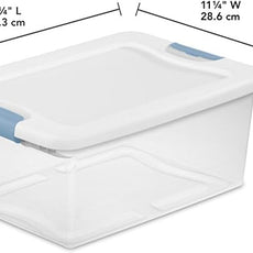 Sterilite 48-Pack Latching Box, Under Bed Storage Bins with Lids, Clear Plastic, 15 Quart - Heavy-Duty Organizing Containers for Closet, Bathroom, and Office
