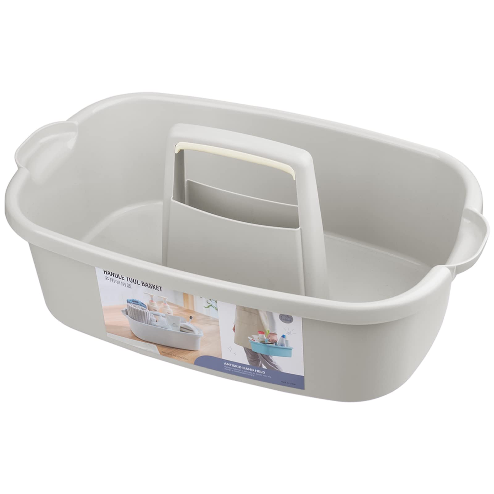 JiatuA Large Cleaning Supplies Caddy Portable Shower Basket Supply Organizer with Handle Plastic Bucket Tool Storage for Bathroom, Bedroom, Kitchen, College Dorm, Garden, Dark Gray Dormly