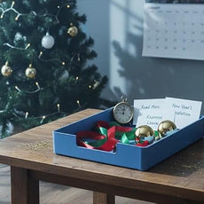 Letter-Size Tray, 2 PCS A4 Plastic Stackable Paper Tray, Desk Drawer Organizer for Office, School, Home Storage, and Storage Containers for Christmas Ornaments, Gift Wrap (2X Blue)