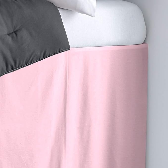 600TC -Dorm Bed Skirt - Split Corner Tailored Dorm Sized Bed Skirt - Dorm Room Essentials - Dorm Bed Skirt 100% Egyptian Cotton - Dorm Décor Bed Skirt Twin XL - 40" Drop (Light Pink, Solid)