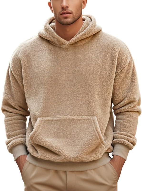 Men's Oversized Winter Soft Casual Sweatshirt with Double Sided Brushed Interior Cozy Gift for Holiday Season