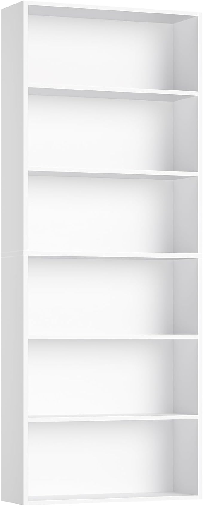 FOTOSOK 6-Tier Open Bookcase and Bookshelf, Freestanding Display Storage Shelves Tall Bookcase for Bedroom, Living Room and Office, White
