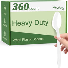 360 Count White Plastic Spoons Disposable, BPA-Free, Heat Resistant, Solid and Durable Disposable Spoons Heavy Duty Bulk, Premium Spoons plastic disposable for Party Supply