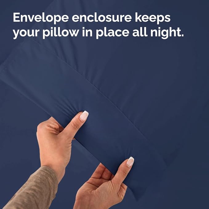 Standard Pillow Cases - 4 Pack - Super Soft Pillowcase Covers - Envelope Enclosure - Hotel Quality Pillow Protectors - Wrinkle Free, Shrink & Stain Resistant - Machine Washable - 20" x 26" (Navy Blue)