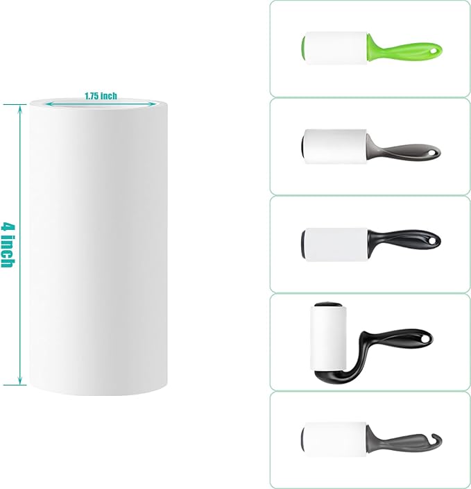 4 inch Lint Roller Refills Only for Scotch-Brite Lint Roller Replacement Refills for Pet Hair Extra Sticky 60 Sheets per Roll Pack of 10 Rolls Total 600 Sheets (Inside Dia. 1-3/4 inch)