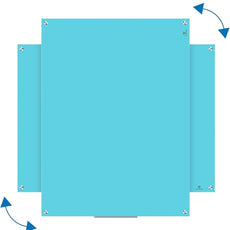 TSJ OFFICE Glass Dry-Erase Board - 48 x 32 Inches Wall Mounted Glass Whiteboard, Large Frameless Magnetic White Board for Office, Home & School, Blue