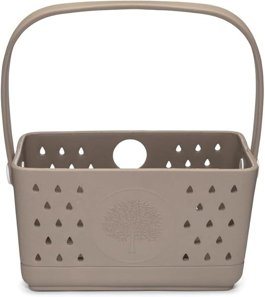 Parker Baby Bath Caddy | BPA Free & Food Grade Shower Caddy Organizer for Toys & Supplies | Quick-Dry, Sturdy & Perfect Size Shower Basket w/Handle in Neutral Colors