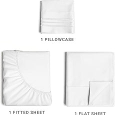 Twin Size 3 Piece Sheet Set - Comfy Breathable & Cooling Bed Sheets Set - Hotel Luxury Bedding for Women, Men, Kids, Teens, Boys & Girls - Deep Pockets, Ultra-Soft and Wrinkle Free - Oeko-Tex - White