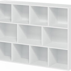 Furinno LUDER Book Shelf, 11-Cube Bookshelf, Reversible Bookcase, 9.4 x 29.1 x 41.7, for Living Room, Bedroom, Home Office, White