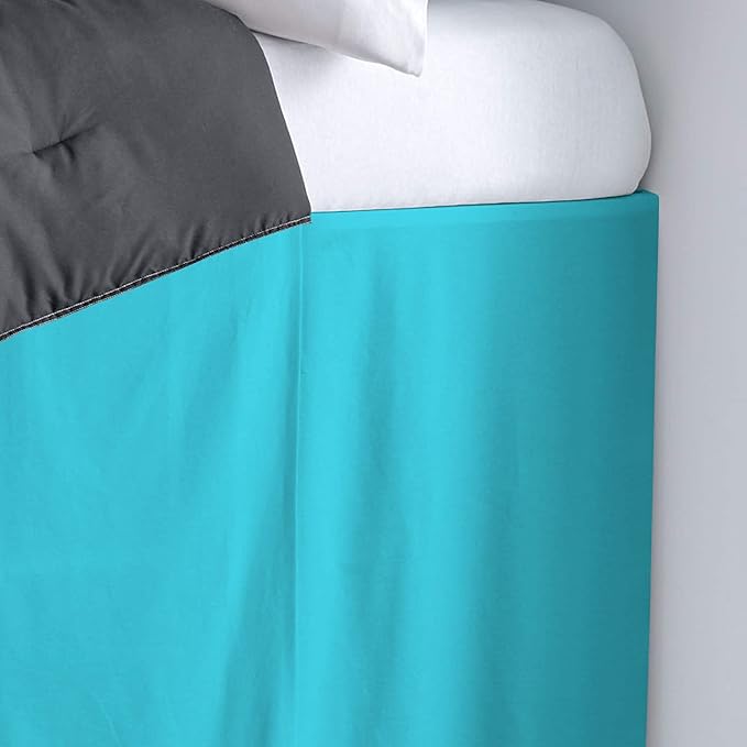 600TC -Dorm Bed Skirt - Split Corner Tailored Dorm Sized Bed Skirt - Dorm Room Essentials - Dorm Bed Skirt 100% Egyptian Cotton - Dorm Décor Bed Skirt Twin XL - 54" Drop (Turquoise, Solid)