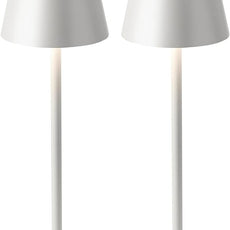 KDG 2 Pack Cordless Table Lamp, Portable LED Desk Lamp, 5000mAh Battery Operated, 3 Color Stepless Dimming Up, for Restaurant/Bedroom/Bars/Outdoor Party/Camping/Coffee Shop Night Light(White)