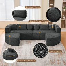 Free-Combined Modular Sectional with Curved Design & Deep Seating – Reconfigurable Sofa Bed
