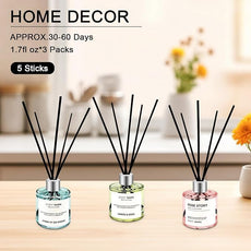 Reed Diffuser Set of 3 Pack,50ML Lemon Basil Ocean Rose Scented Oil Diffuser with 5 Sticks,Home Fragrance Reed Diffuser for Bedroom Bathroom Office (Lemon Basil/Ocean/Rose)