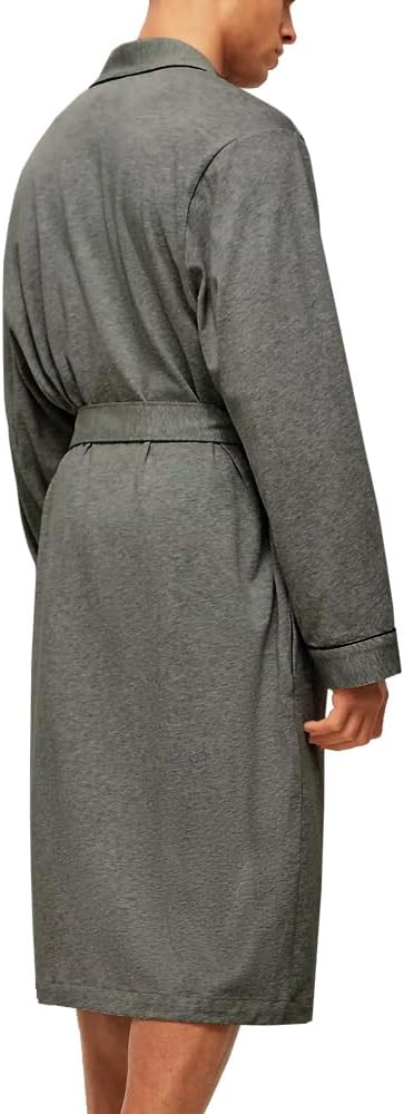 HOLOVE Men's Pure Cotton Bathrobe Lightweight Kimono and Hooded Spa Robes Soft Sleepwear