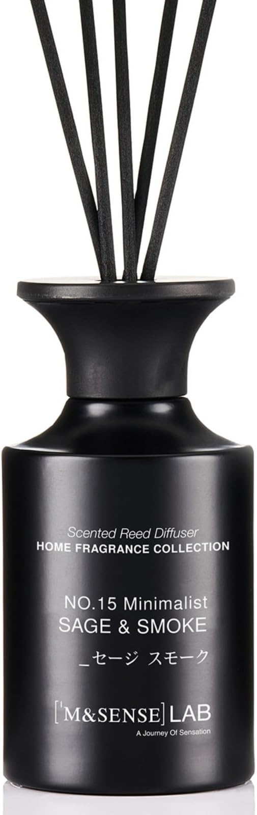 M&SENSE Reed Diffuser Set, 10.14 fl oz Large Reed Diffuser, Sage & Smoke Scented with Natural Essential Oils, Long Lasting with 7 Sticks, Non-Toxic Home Fragrance Reed Diffuser for Bedroom, Bathroom
