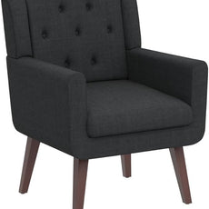 Accent Chair Button-Tufted Upholstered Living Room Chairs Comfy Reading Chair Mid Century Modern Chair with Linen Fabric Lounge Arm Chairs for Living Room Bedroom (Grey)