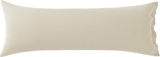JELLYMONI Pillowcase Body Cotton 1pc Button Light Khaki Pillow Case 20×54in 100% Washed Cotton Soft Breathable Pillow Covers(Pillows are not Included)