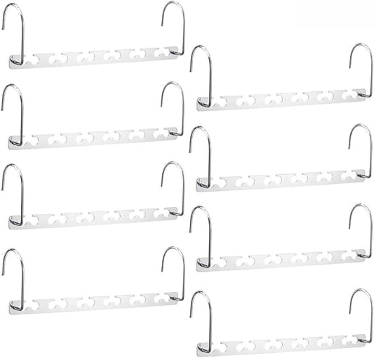 Meetu Space Saving Metal Clothes Hangers 6X2 Slots Magic Hook Design Closet Organizer (Pack of 8)