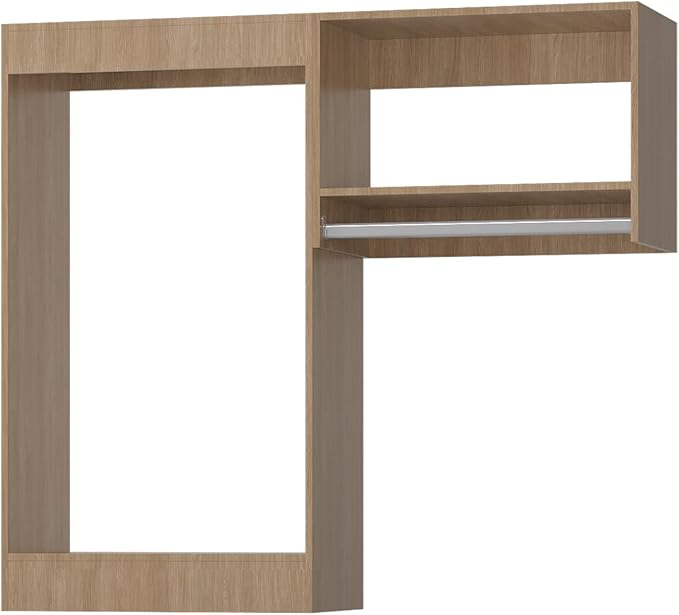 Modular Closet System, 49" Wide Organizer With Hanging, Wood Tower Storage for Walk In Closets, Wall Mounted Wardrobe Kit, Bedroom