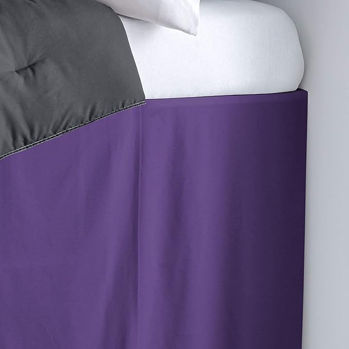 600TC -Dorm Bed Skirt - Split Corner Tailored Dorm Sized Bed Skirt - Dorm Room Essentials - Dorm Bed Skirt 100% Egyptian Cotton - Dorm Décor Bed Skirt Twin XL - 60" Drop (Purple, Solid)
